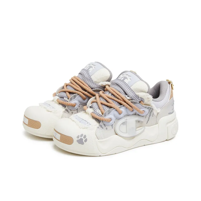 Champion Pompompururu Crampons Shoes Low Top Skateboard Shoes Men's Textured Gray/Milk White-2