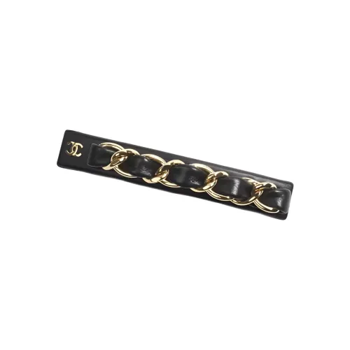 CHANEL Sheepskin Hair Clips Women's Black