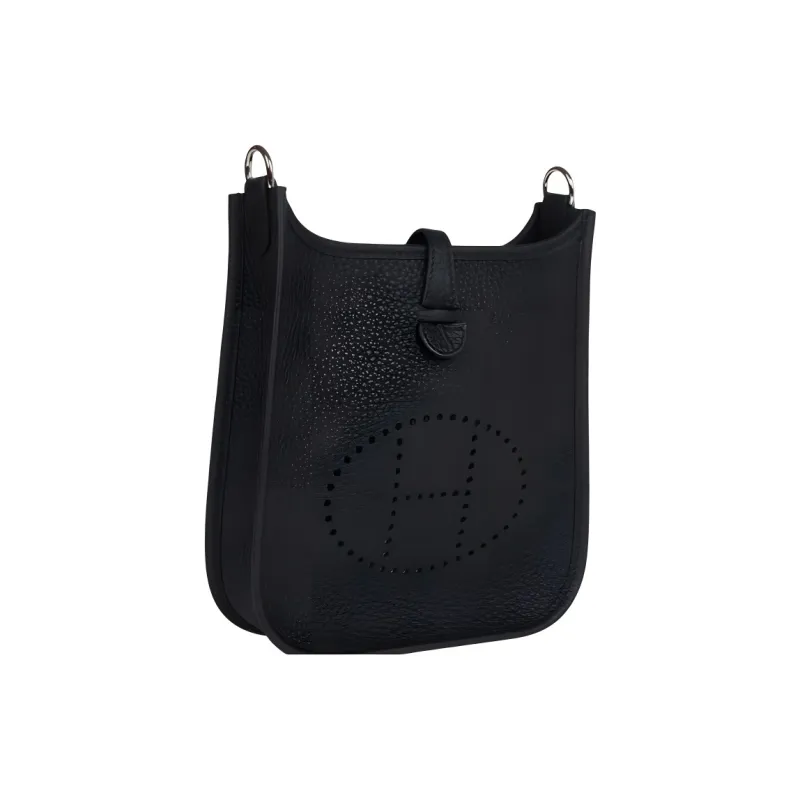 HERMES Evelyne Clemence Bullock Leather Shoulder Bag, Crossbody Bag Mini Women's Slate Gray & Sapphire Blue-3