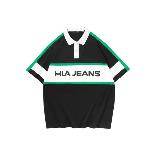 HLA JEANS Polo Shirt Men's Black Trim 10-0