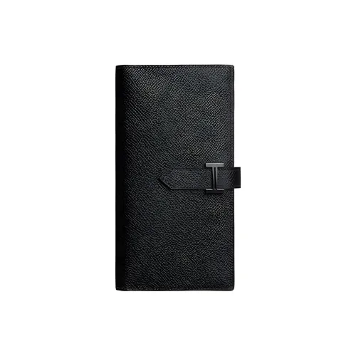 HERMES Bearn Wallet Epsom Calfskin And Black Pvd Plated 'H' Tab