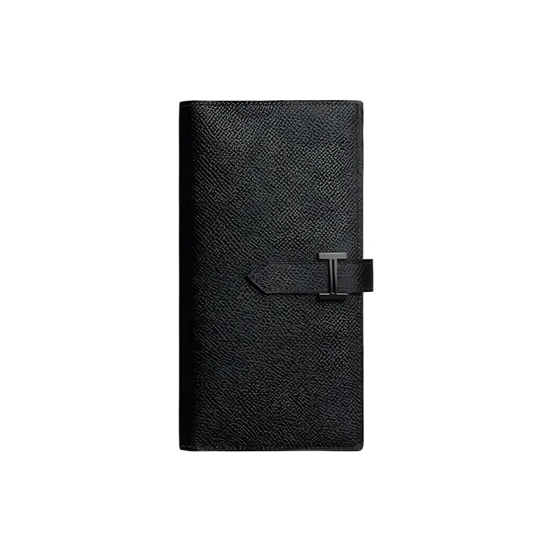 HERMES Bearn Wallet Epsom Calfskin And Black Pvd Plated 'H' Tab-0