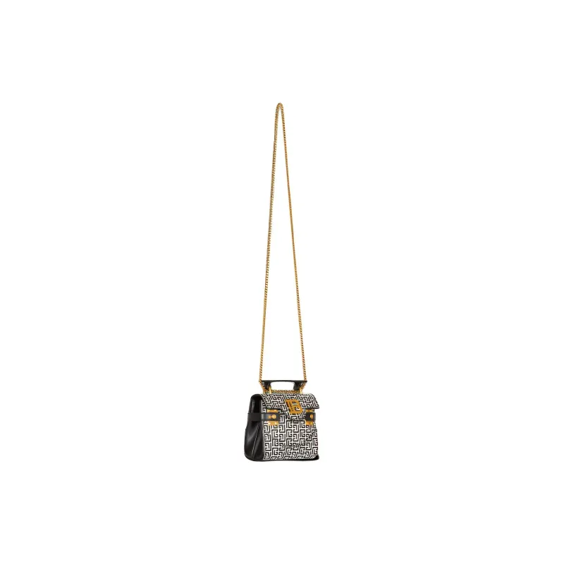 BALMAIN Logo Monogram Chain Linked Shoulder Bag-1
