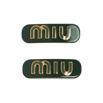 MIU MIU Enamel Hair Clips Women's Green