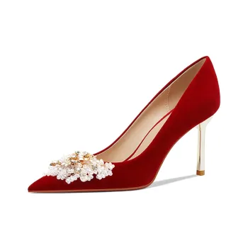 WEISHIBANGWEI Slim Heel High Heels Women's Burgundy