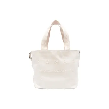 HOGAN Fabric Tote Bag, Shopping Bag, Handbag Medium Size Women's White