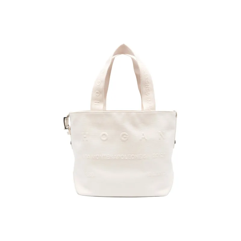 HOGAN Fabric Tote Bag, Shopping Bag, Handbag Medium Size Women's White-0