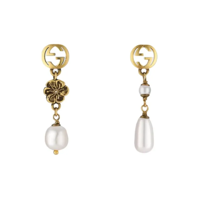 GUCCI Metal, Glass Earrings Unisex Gold-0
