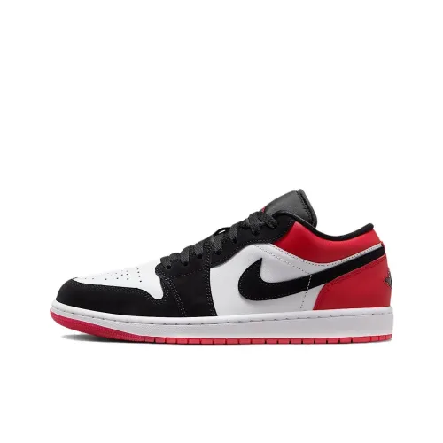 Jordan Air Jordan 1 Anti Slip Wear Resistant Low Top Vintage Basketball Shoes Unisex Black Red