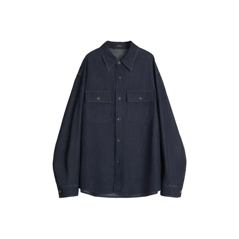 Dupu Contracted Shirt Unisex Denim Blue-0
