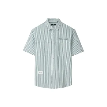 HLA Shirts Men Light Green Stripes 69