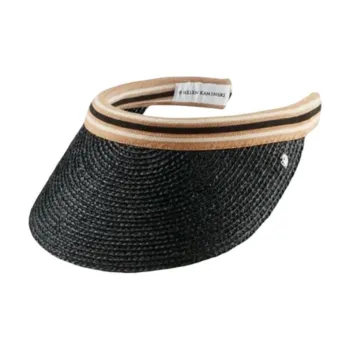 HELEN KAMINSKI Raffia Woven Fabric Sun Hat Unisex Black