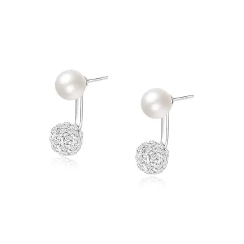 SFER 925 Sterling Silver Needle, Freshwater Pearl Stud Earrings Women's