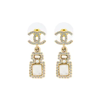 CHANEL Cc Logo Crystal Perfume Bottle Earrings