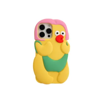 Sopi Silicone Material Medium Part Pink Chicken Phone Cases Compatible With IPhone 16/15 Pro Max/Apple 13/14 Pro/Max