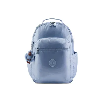 Kipling Polyamide Backpack Large Size Unisex Metal Pebble Blue & Ink Black Stripes Pattern & Black & Rainbow