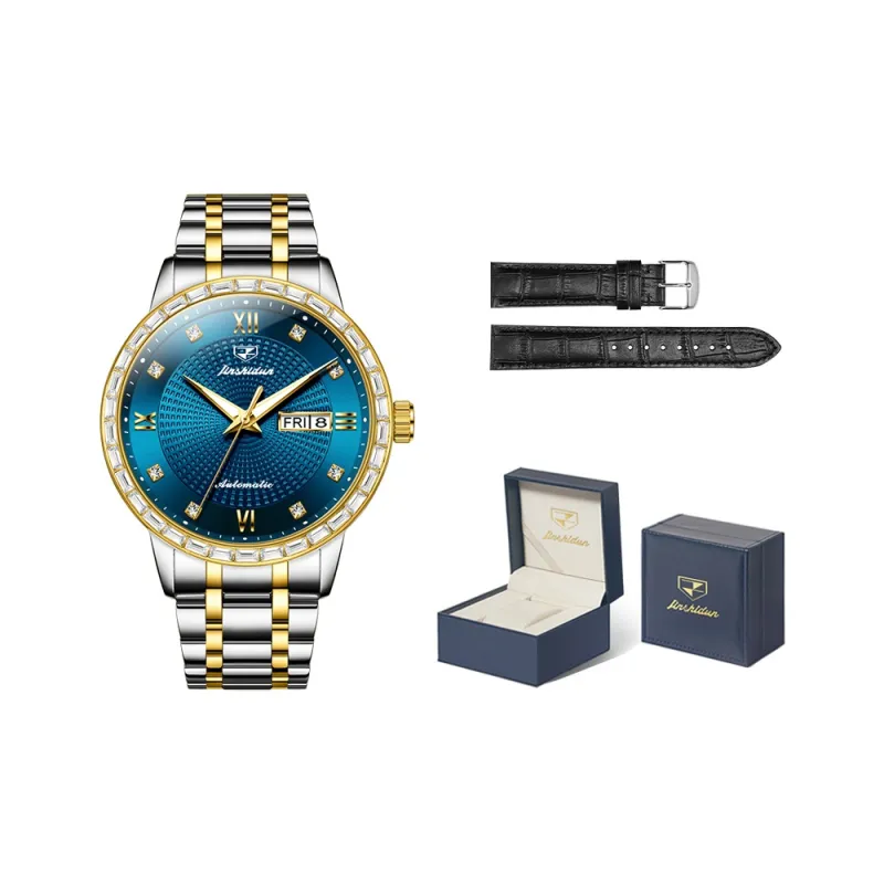 Jin Shi Dun Mechanical Movement Stainless Steel Watchband Watch Men's Watches White Dial-11