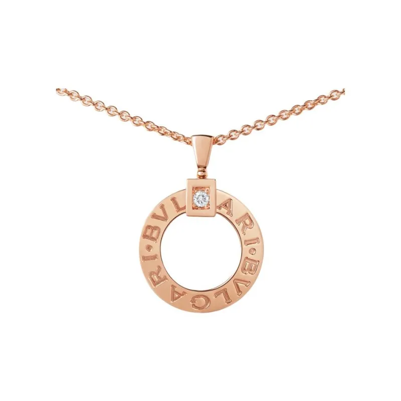 BVLGARI 10's 18kt Rose Gold Pendant Diamond Necklace-2