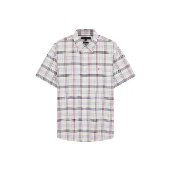 Tommy Hilfiger Shirt Men's Beige White Red Navy Multicolor