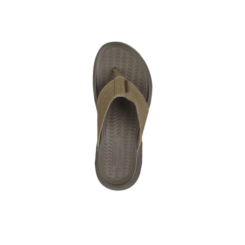 Skechers Arch Fit Motley Quiet Flip Flops Men's Umber-4