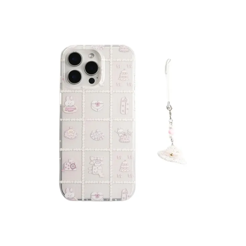Wei Xin Acrylic Material Rabbit Cake Grid Phone Cases Compatible With IPhone 16/15 Pro Max/Apple 13/14 Pro/Max-1