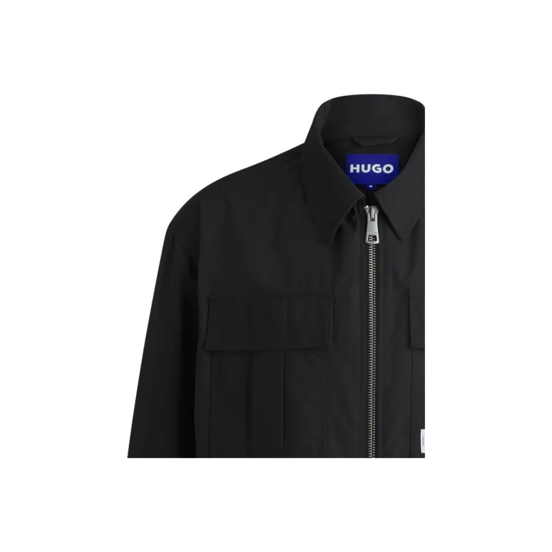 HUGO BOSS Ripstop Cotton Regular Fit Jacket With Logo Label Jackets Coats Men's Black-1