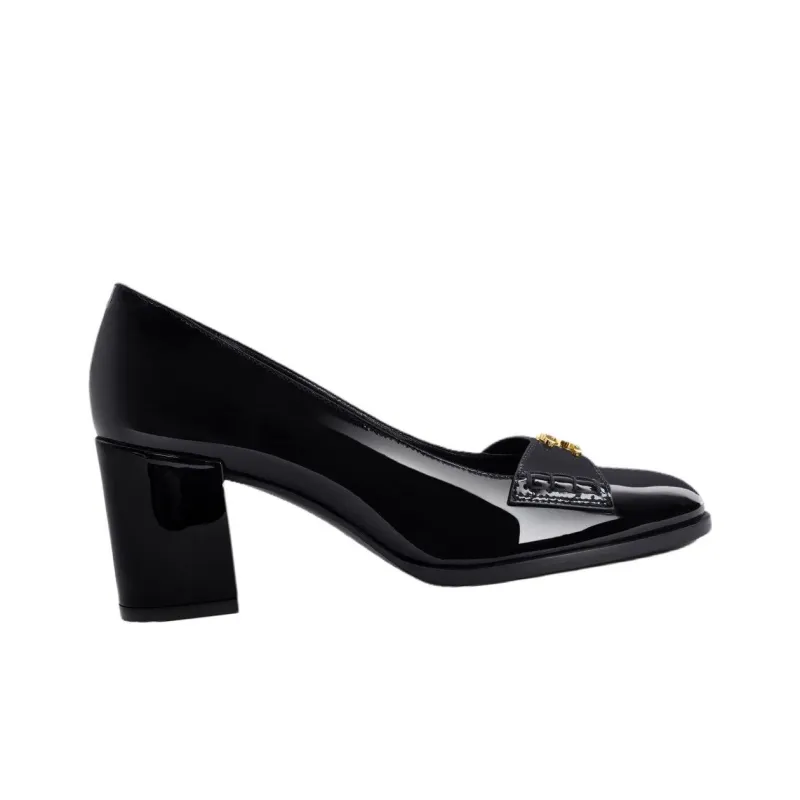 CELINE Lily Triomphe Chunky Heel High Heels Women's Black-1