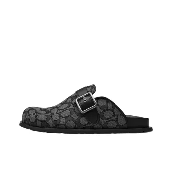 COACH Buckle Rubber Sole Slip Resistant Closed Toe Slippers Men's Black