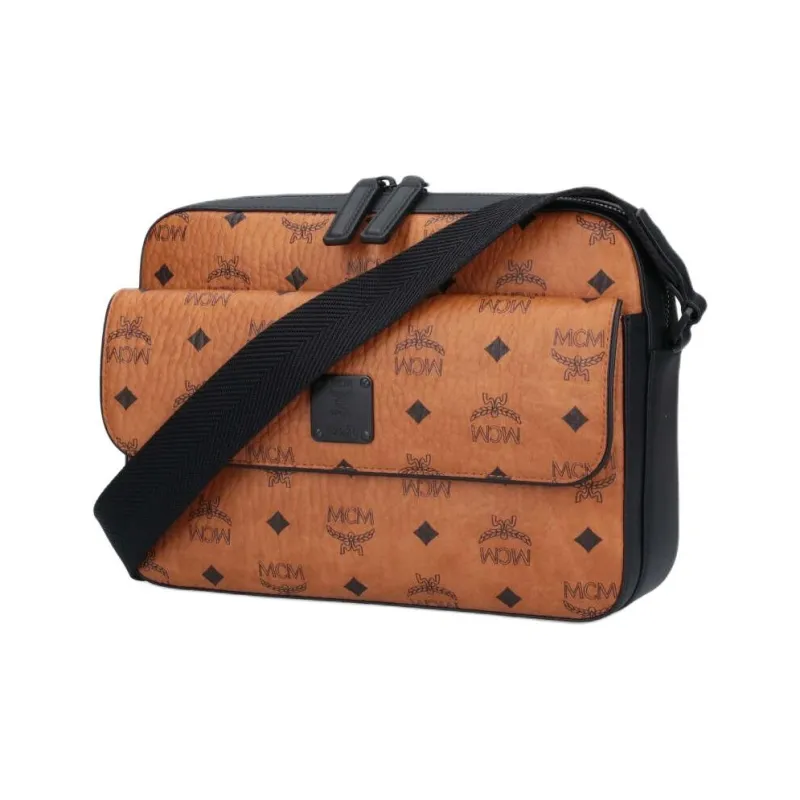 MCM Aren Visetos Coated Canvas Messenger Bag Shoulder Bag Crossbody Bag Medium Size Men's Brown Cognac-1