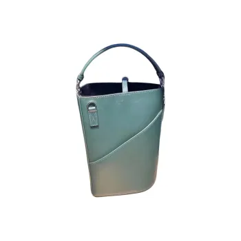 MCM PHENOMENON Collaboration Nappa Leather Bucket Bag Boston Bag Crossbody Handbag Small Size Women's Green