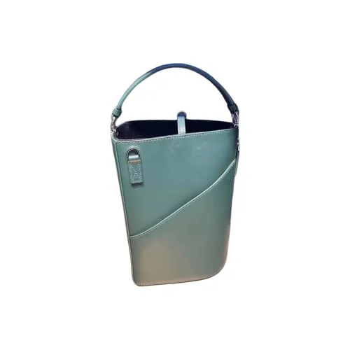 MCM PHENOMENON Collaboration Nappa Leather Bucket Bag Boston Bag Crossbody Handbag Small Size Women's Green