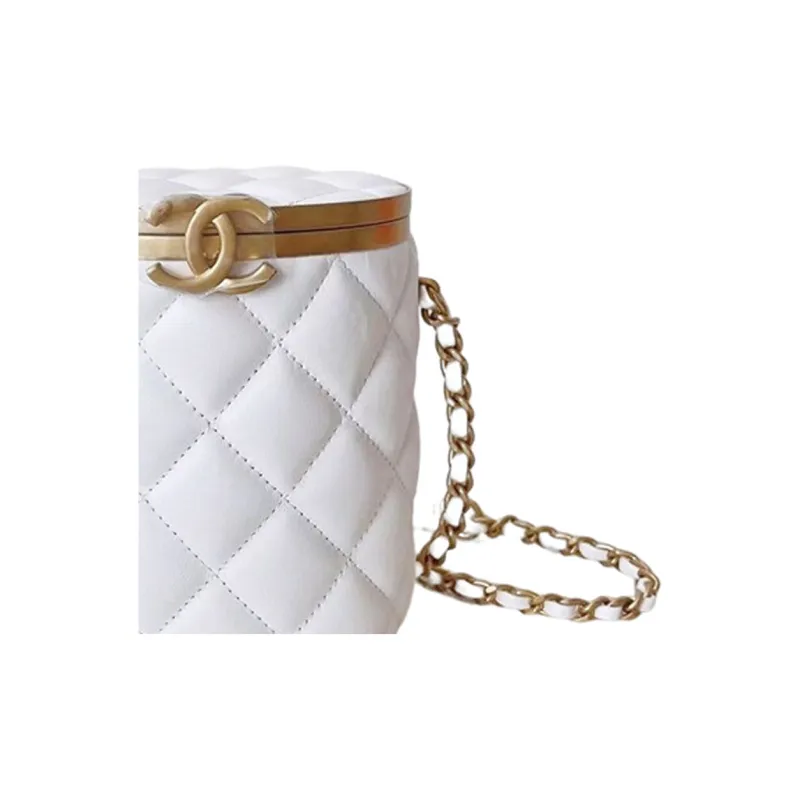 CHANEL Sheepskin Bucket Bag, Shoulder Bag, Crossbody Bag Women's White-2