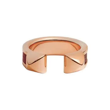 HERMES Calfskin Metal Leather Rings Women's Gold