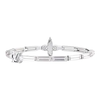 LOUIS VUITTON Zircon Metal Bracelets Men's Silver