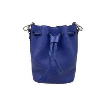 MCM Visetos Leather Bucket Bags Shoulder Bag Crossbody Bag Handbag Mini Women's Blue