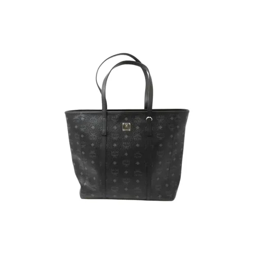 MCM Coated Canvas With Nappa Leather Tote Bag, Shopping Bag, Handbag, Shoulder Bag Women's Black