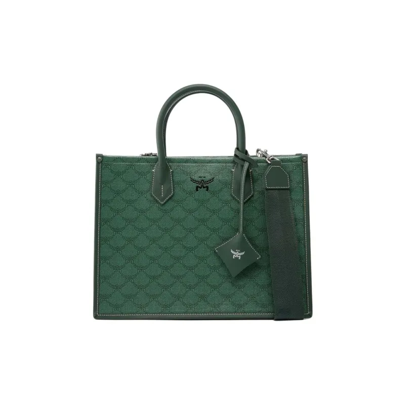 MCM Leather Handbag Medium Size Women's Dark Green-0