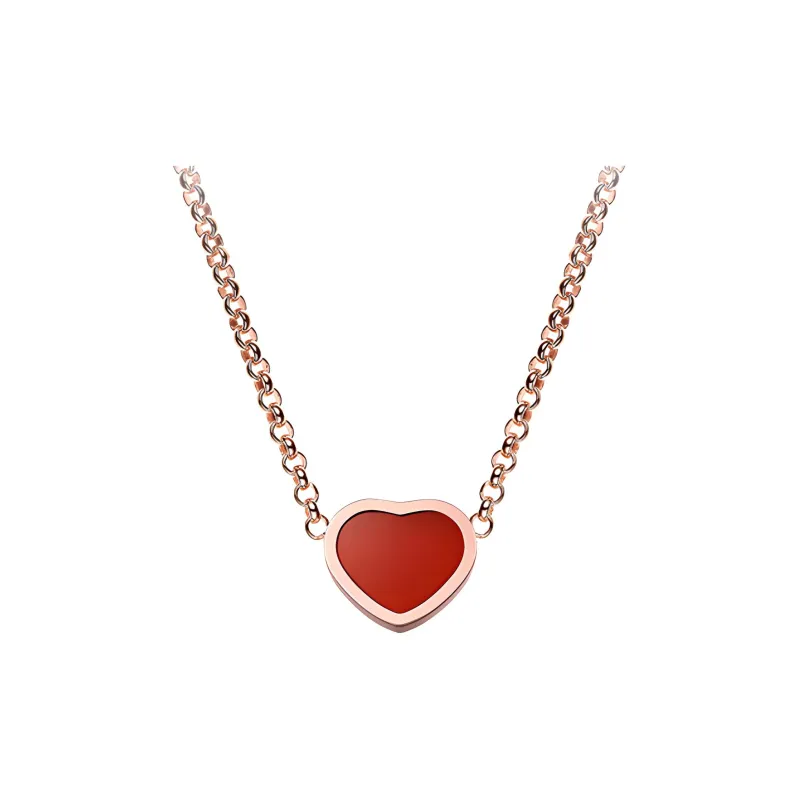 Chopard 18kt Rose Gold My Happy Heart Carnelian Necklace-0