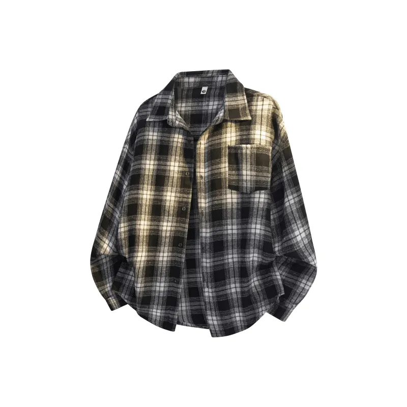 YATSI Shirt Unisex Black White Plaid-0