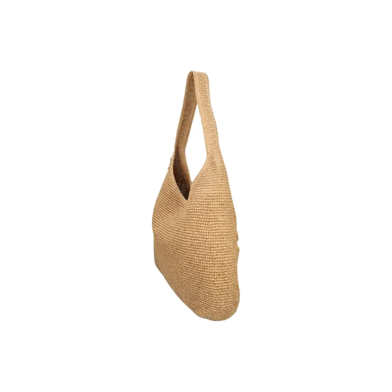 COACH Brooklyn Straw Woven Shoulder Bag Women's Beige-2