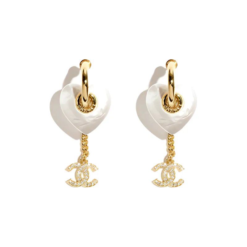 CHANEL Metal Crystal Resin Rhinestone Earrings Women's Gold-0