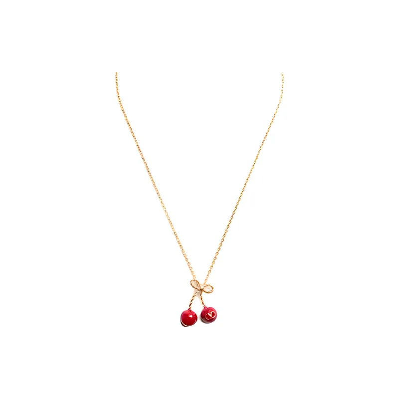 Valentino Logo Plaque Cable Link Chained Necklace-0
