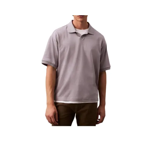 CALVIN KLEIN Polo Shirt Men's Light Purple Gray