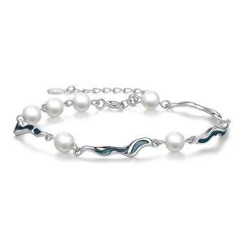 MINTLEAF Copper Bracelets Unisex Silver White