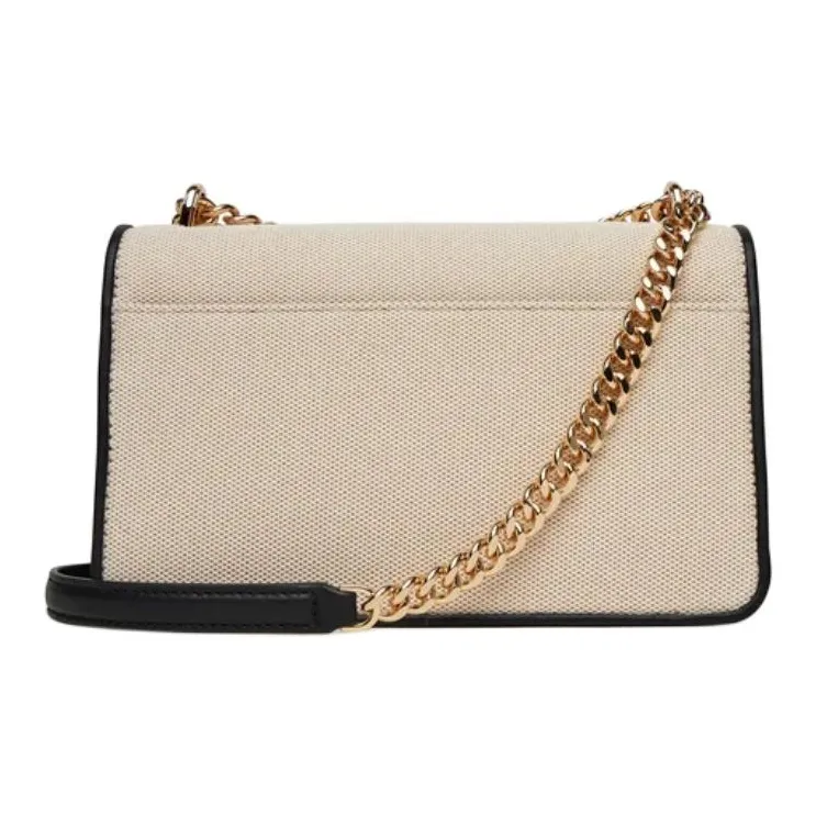 MICHAEL KORS MMK Cotton Shoulder Bag Trumpets Women's Black & Beige-2
