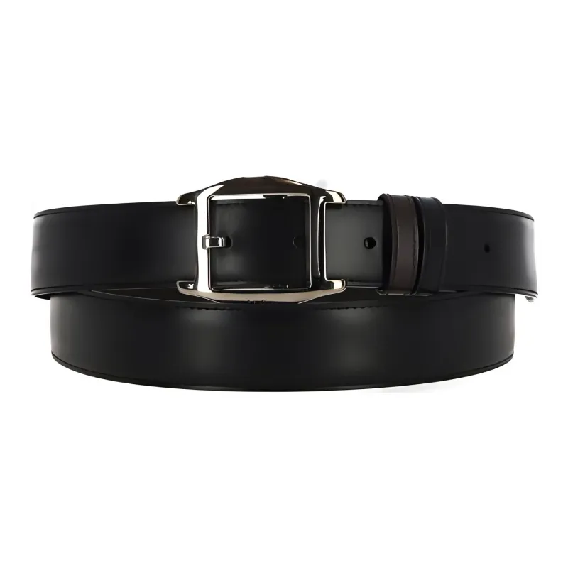 CARTIER Calfskin Leather Belts Men's Black Width: 3CM-0