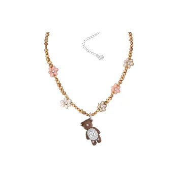 YVMIN 925 Sterling Silver, Gold Plated 18K Gold, Copper Cubic Zirconia, Pearl, Wood Necklaces Unisex Brown