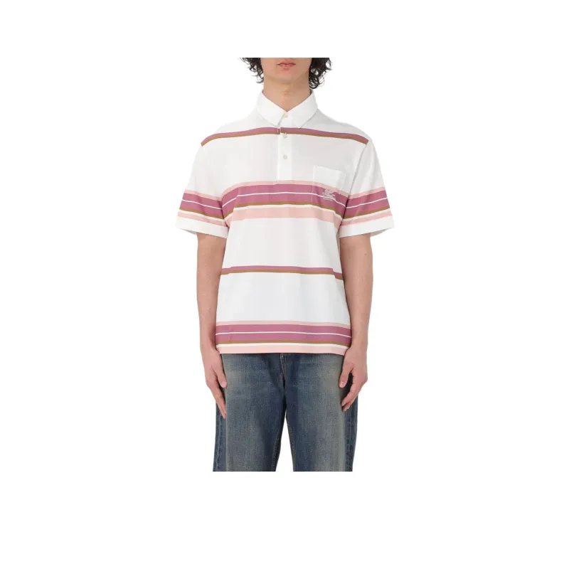 ETRO Pegaso Embroidered Short Sleeved Striped Polo Shirt-0