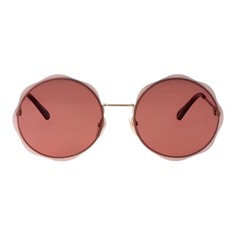 Chloe Metal Irregular Shape Sunglasses Unisex Brown-1