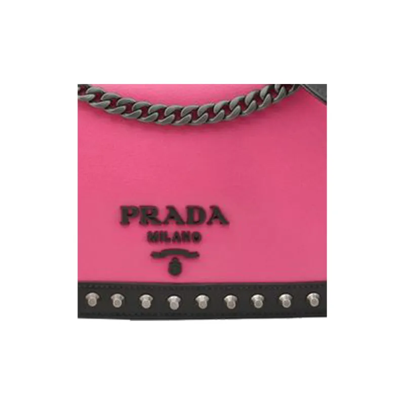 PRADA Leather Shoulder Bag, Crossbody Bag Regular Women's Fuchsia Black-4